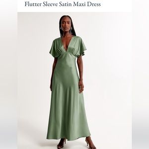 Abercrombie Flutter Sleeve Satin Maxi Dress
